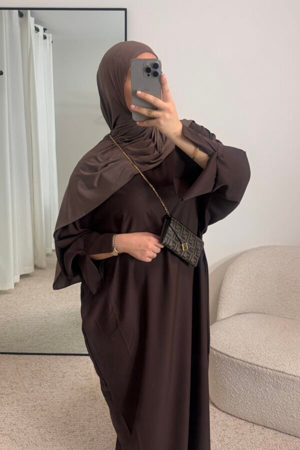 Abaya soie de medine marron – chocolate