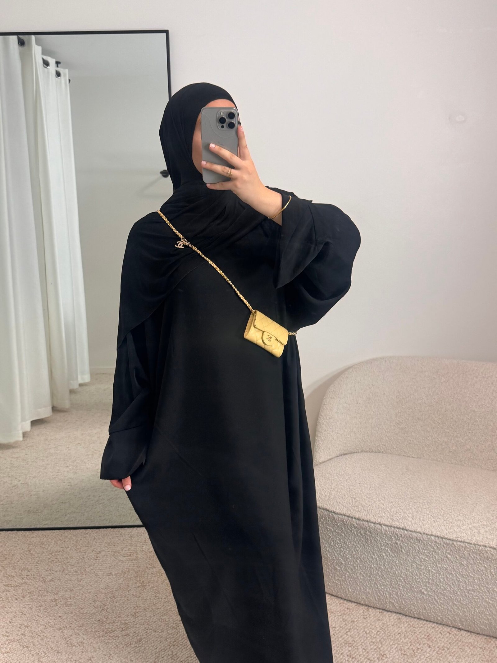 Abaya soie de medine - noir – Image 5