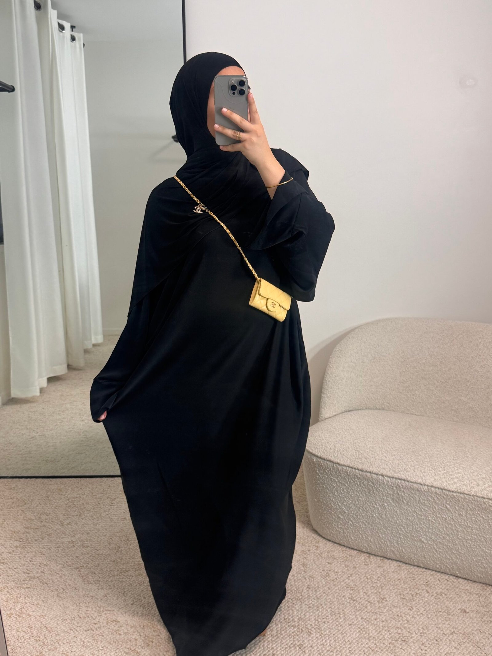 Abaya soie de medine - noir