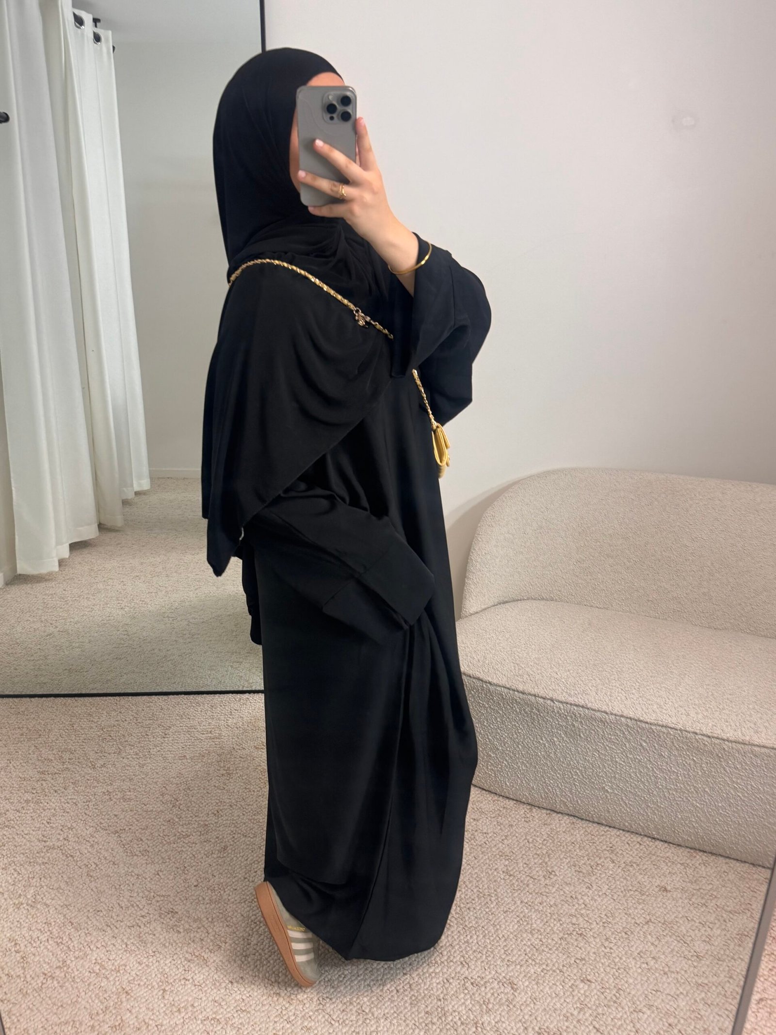 Abaya soie de medine - noir – Image 3