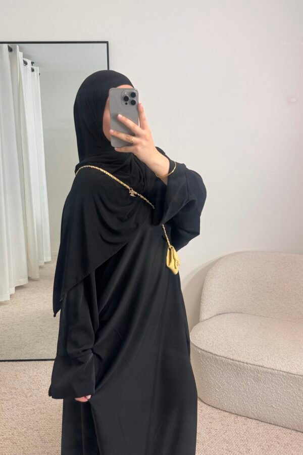 Abaya soie de medine  – noir