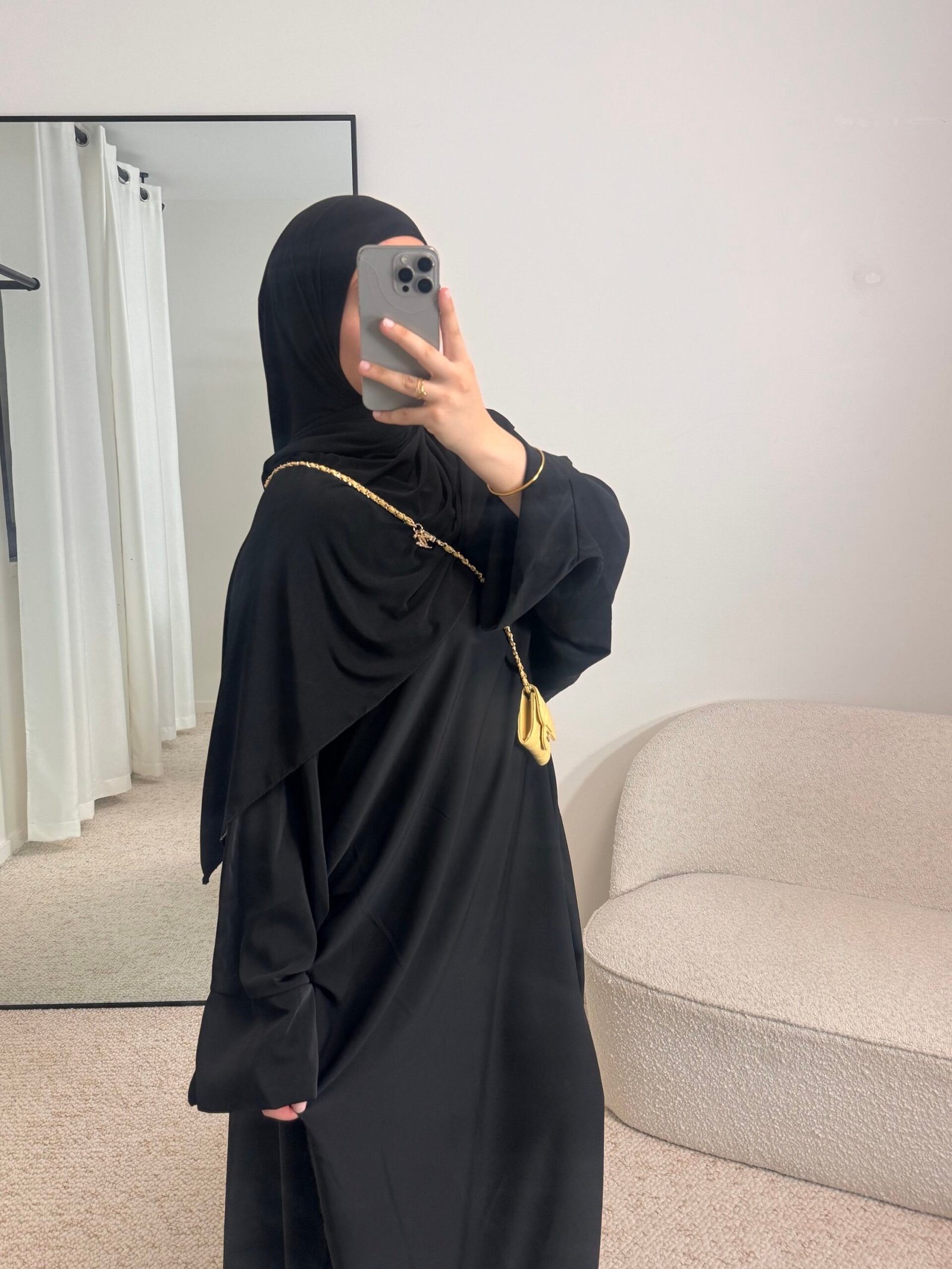 Abaya soie de medine - noir – Image 2
