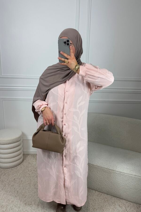 Abaya warda – rose poudre