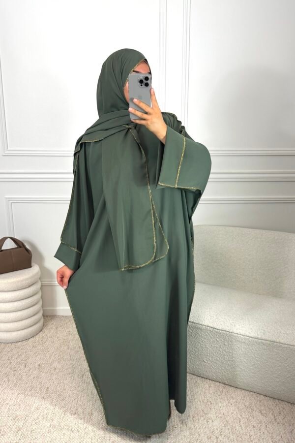 Abaya voile intégrée – kaki