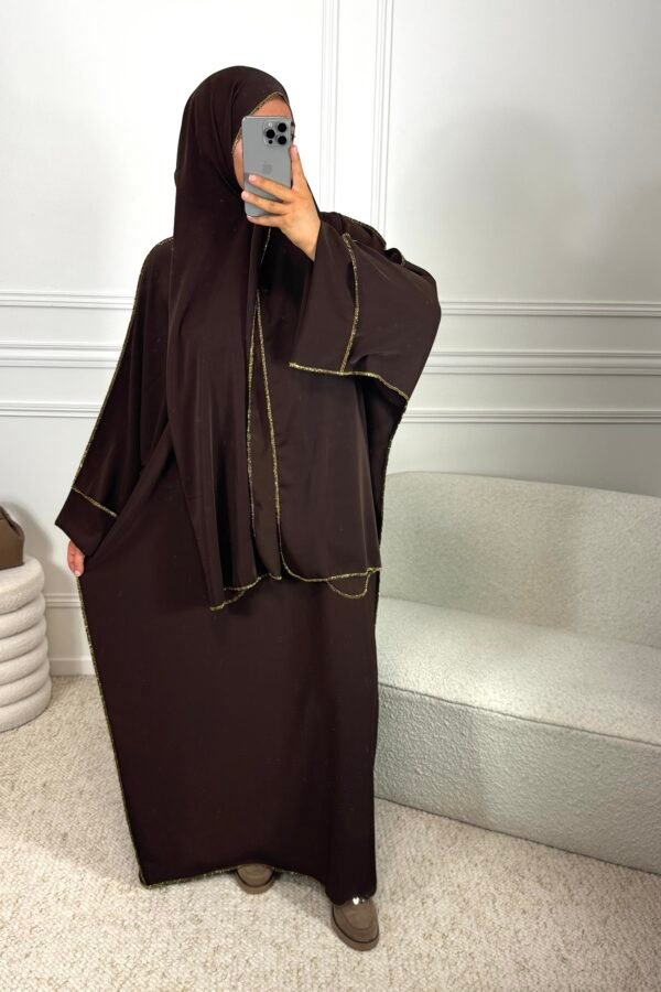 Abaya voile intégrée – marron