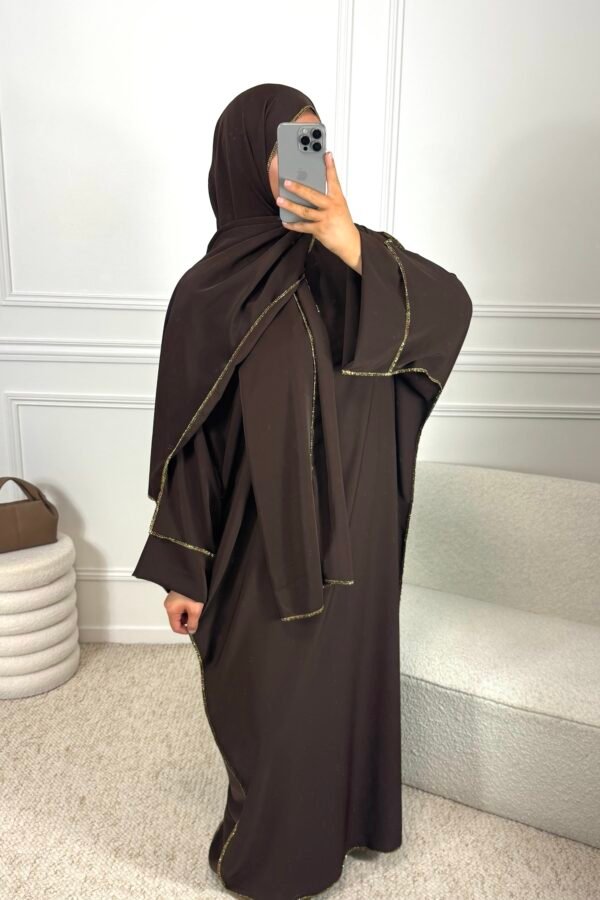 Abaya voile intégrée – marron