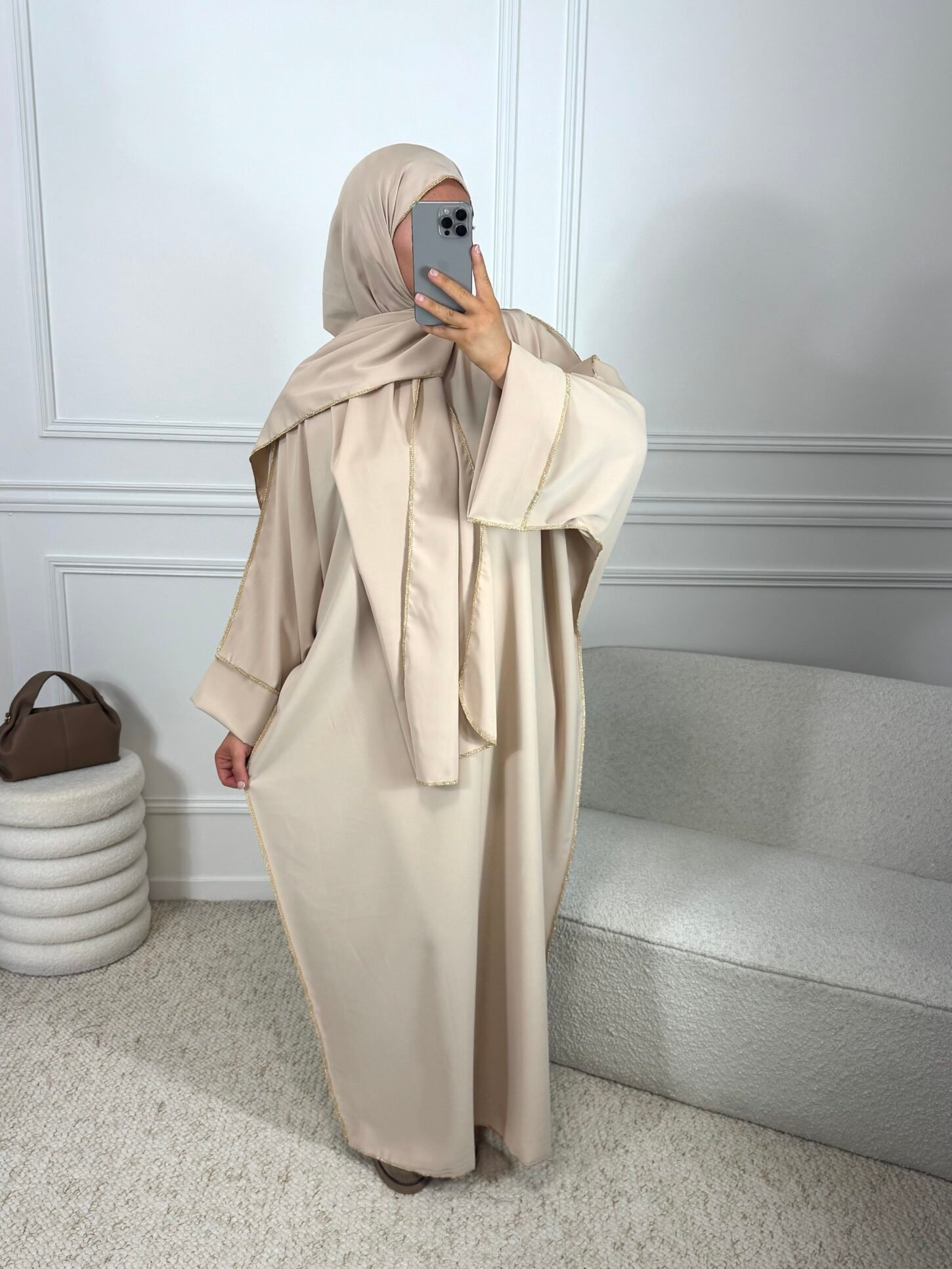 Abaya voile intégrée - beige
