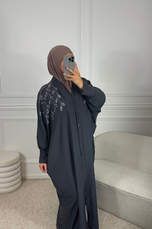 Abaya aswad – gris