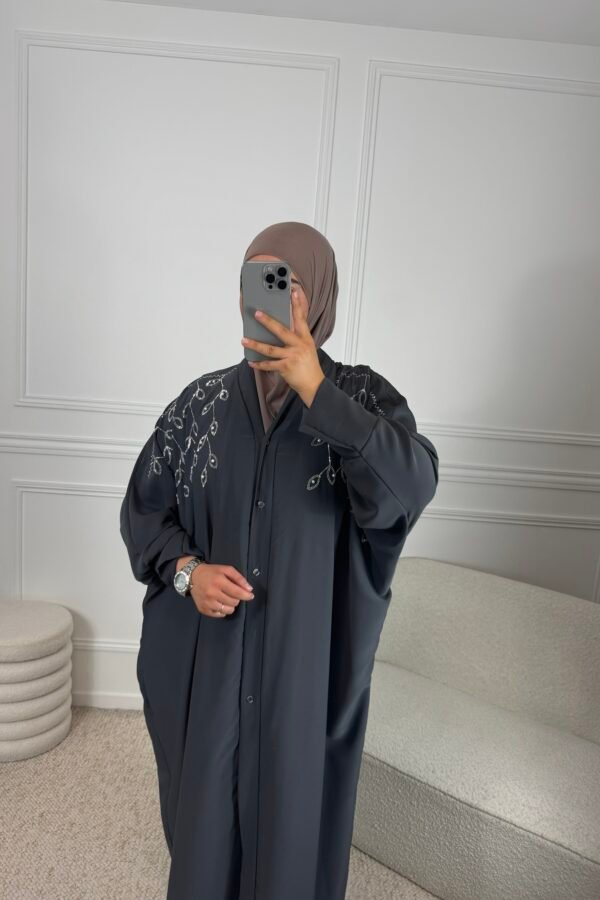 Abaya aswad – gris