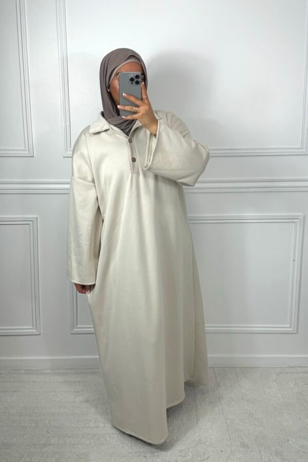 Abaya pull chemise bouton – beige