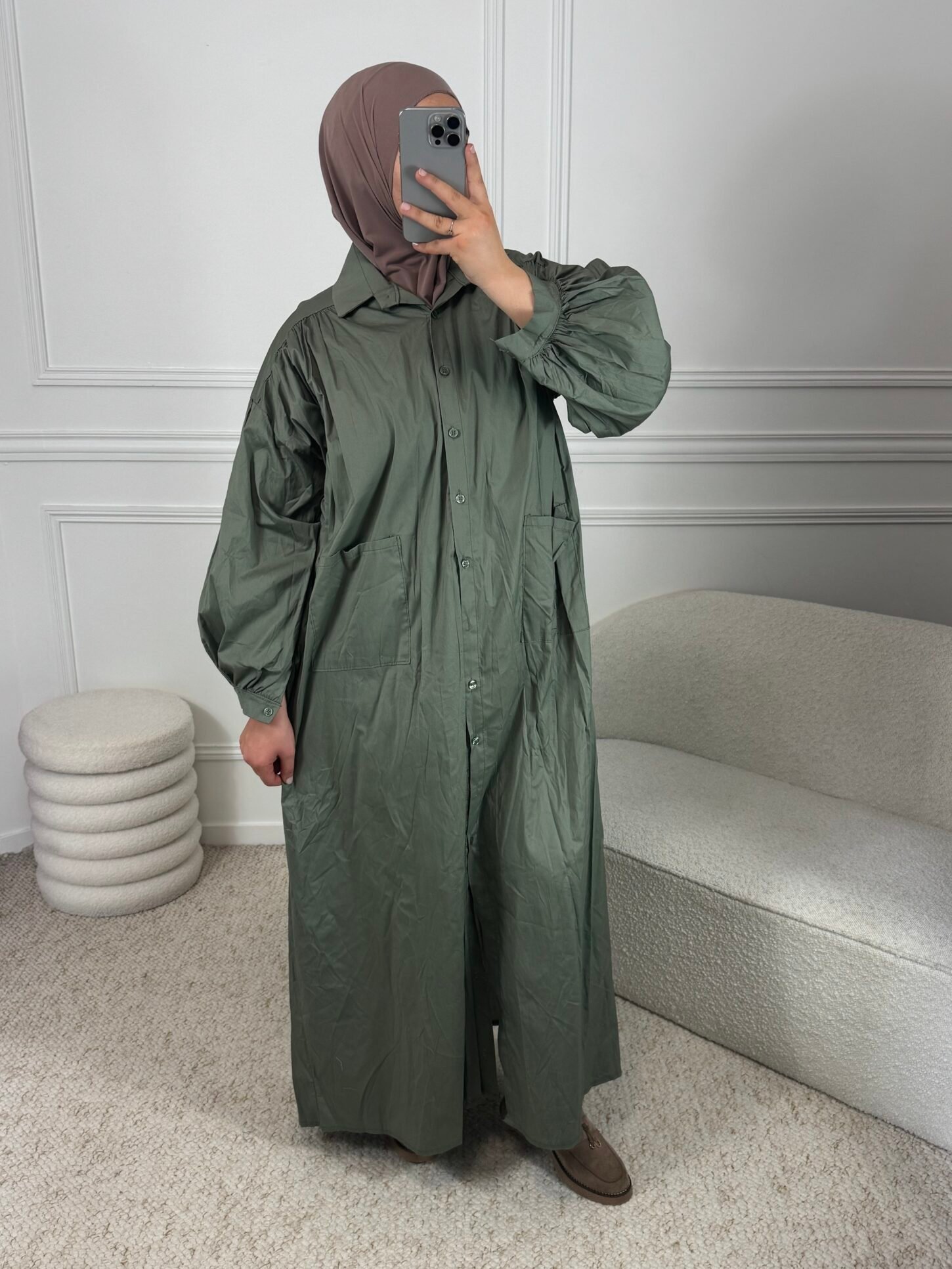 Abaya chemise - kaki