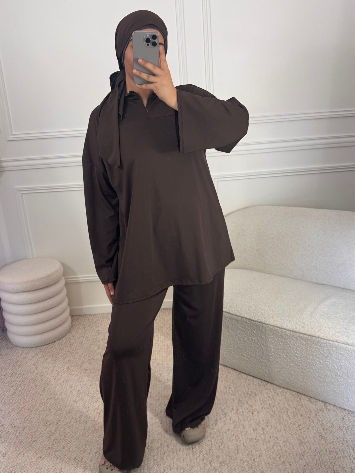 Burkini à zip - marron