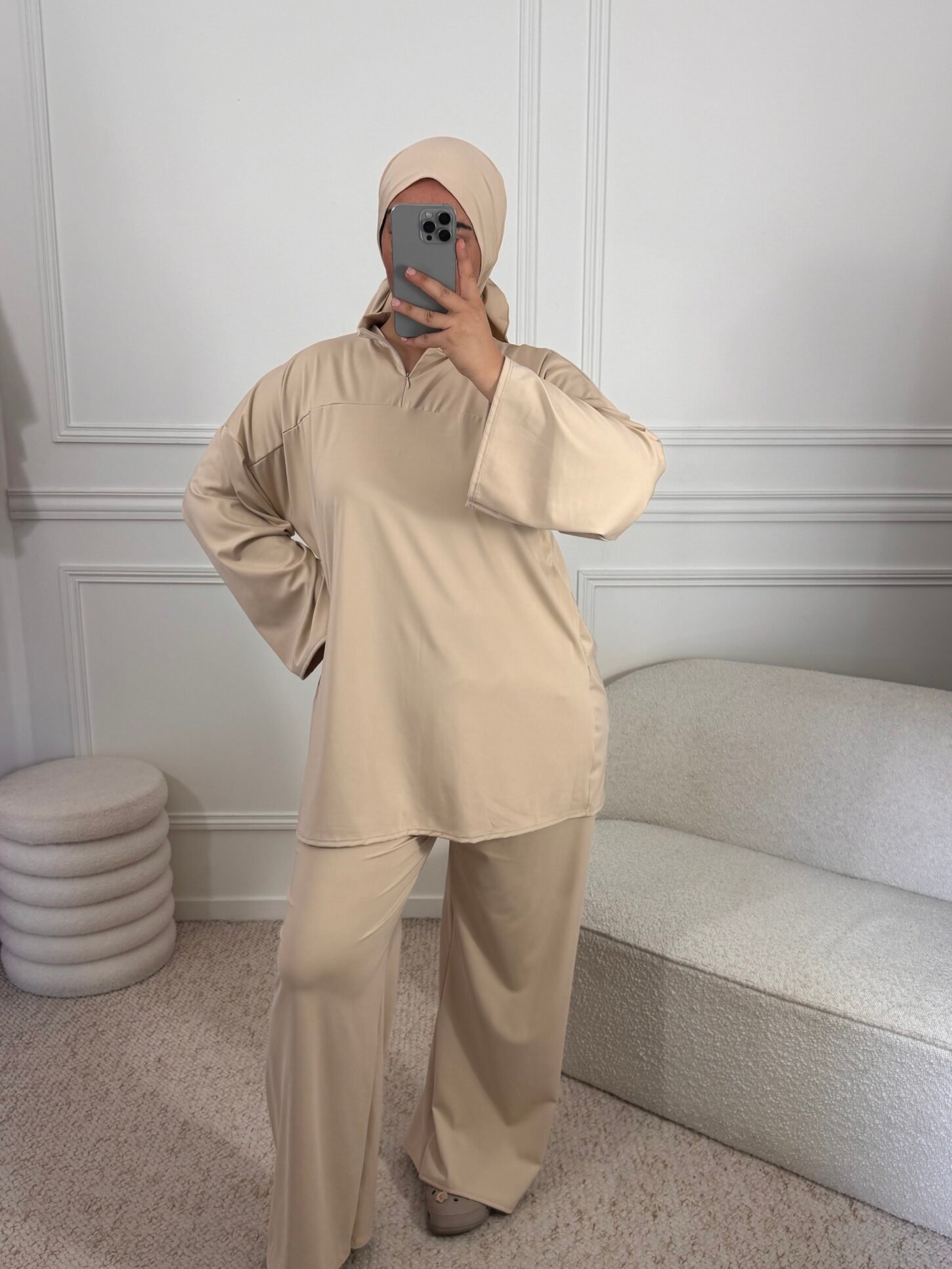 Burkini à zip - beige