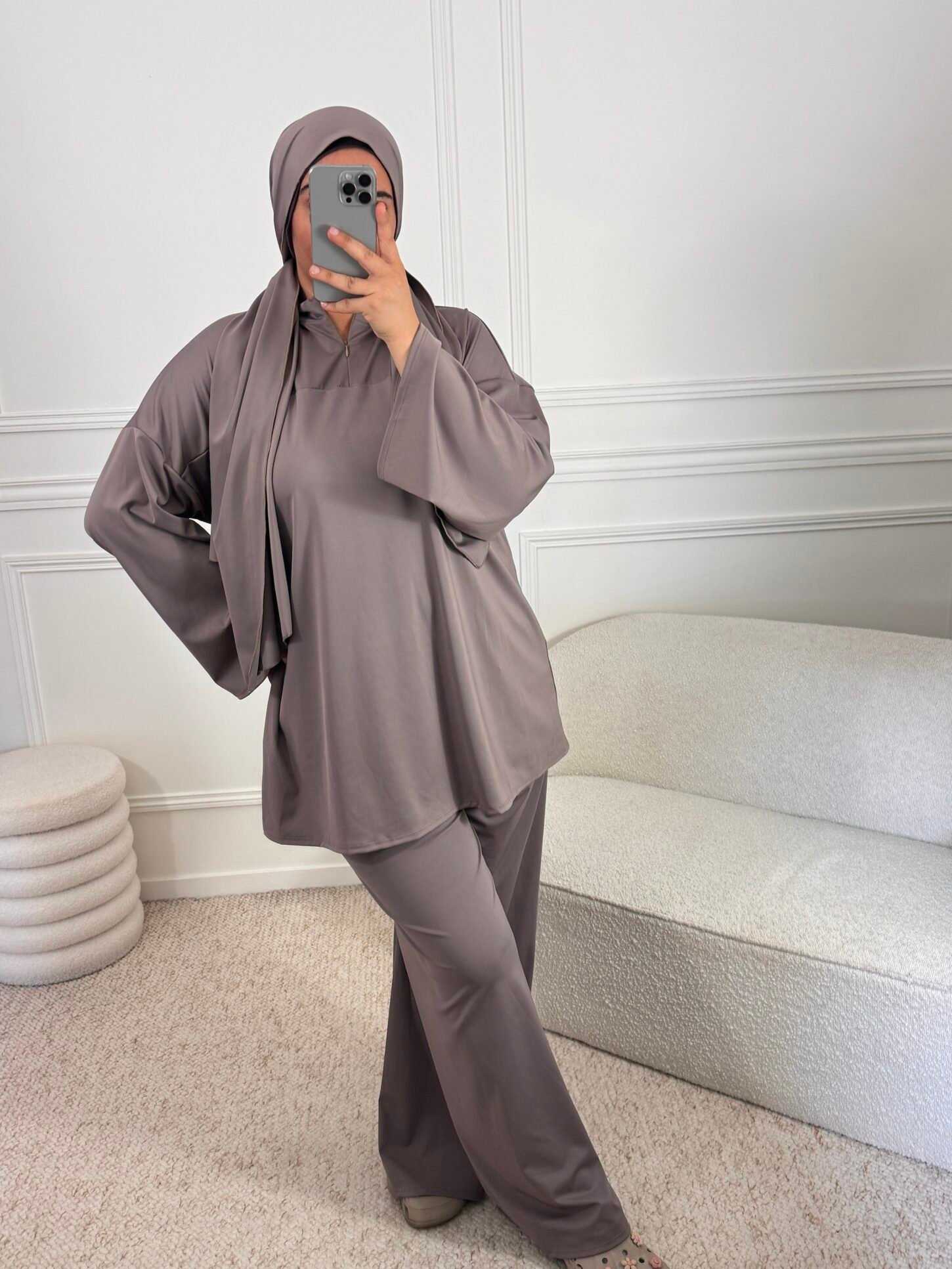 Burkini à zip - taupe – Image 2