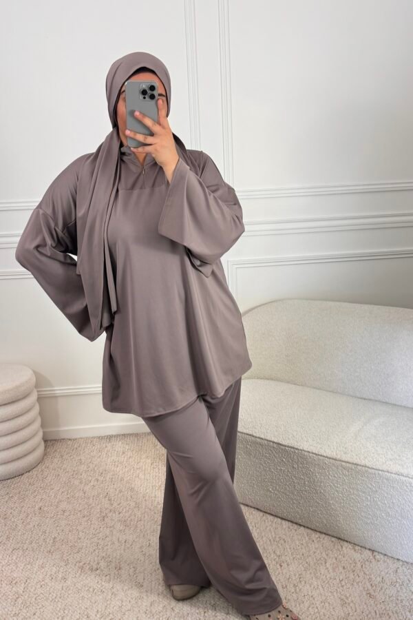 Burkini à zip – taupe