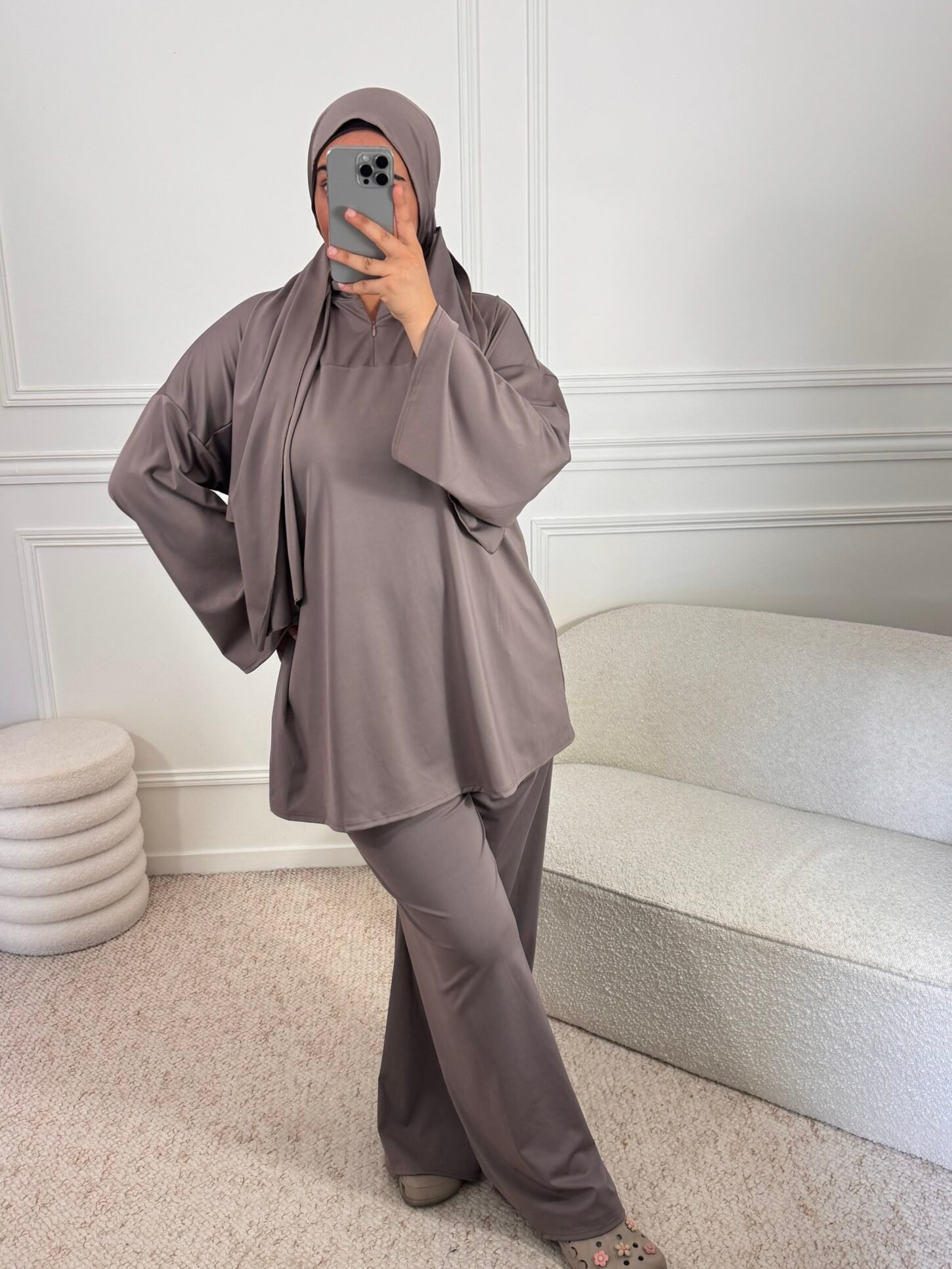 Burkini à zip - taupe