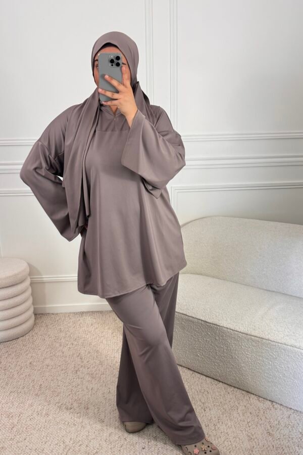 Burkini à zip – taupe