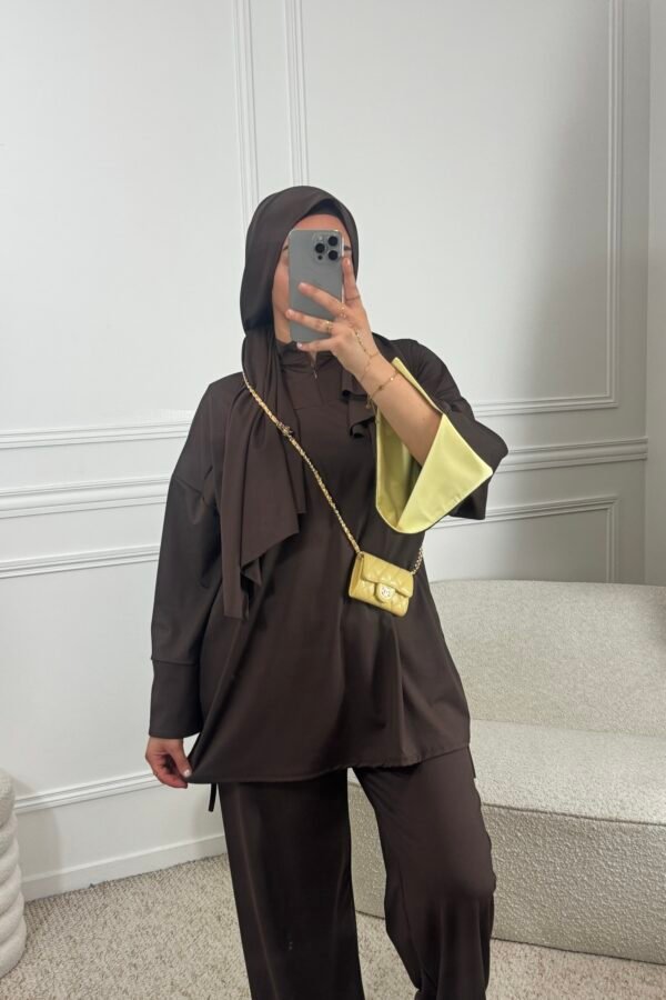 Burkini bicolore – marron et jaune