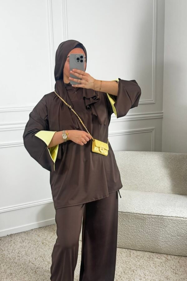Burkini bicolore – marron et jaune