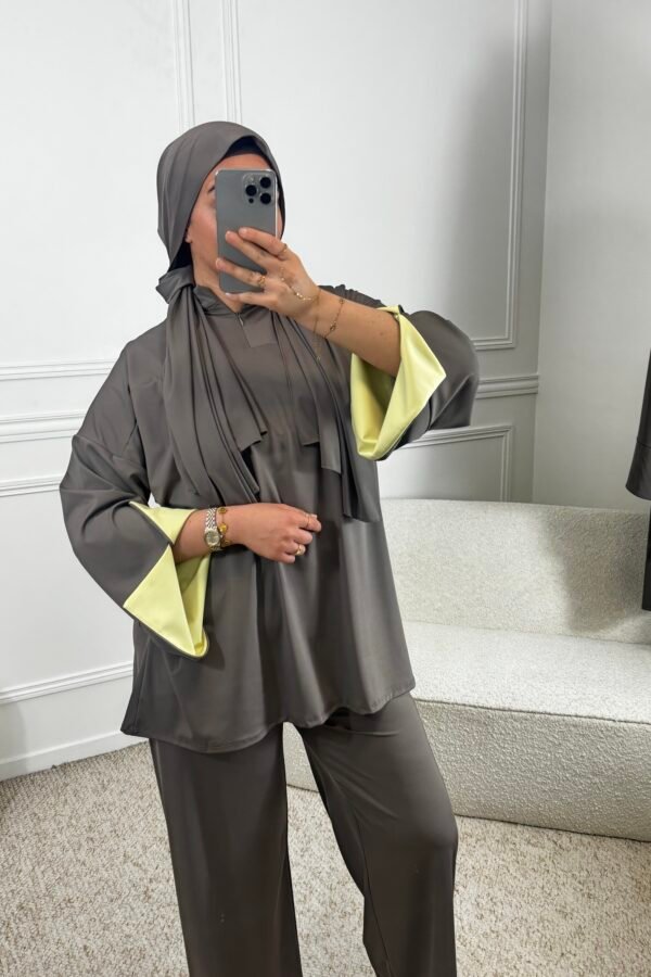 Burkini bicolore – taupe et jaune