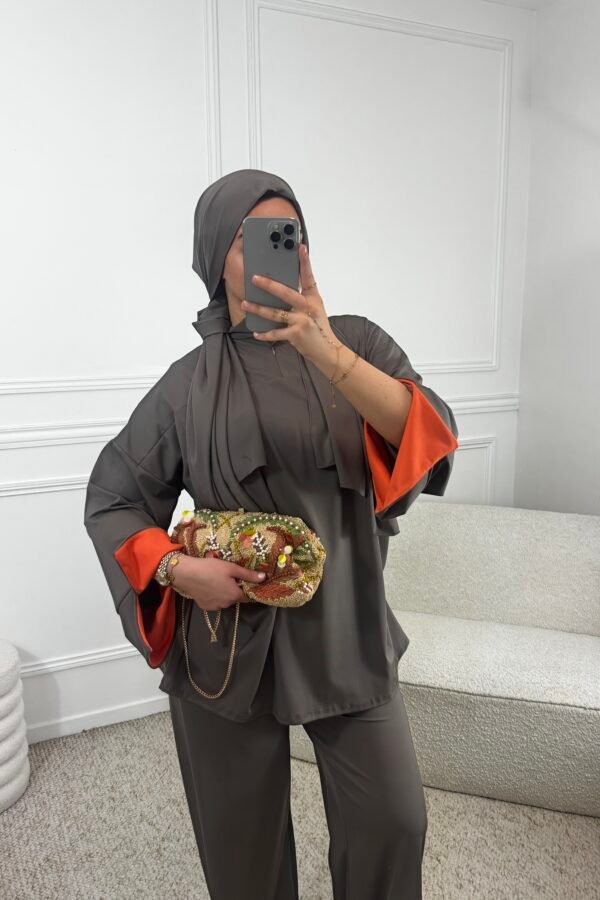 Burkini bicolore – taupe et orange