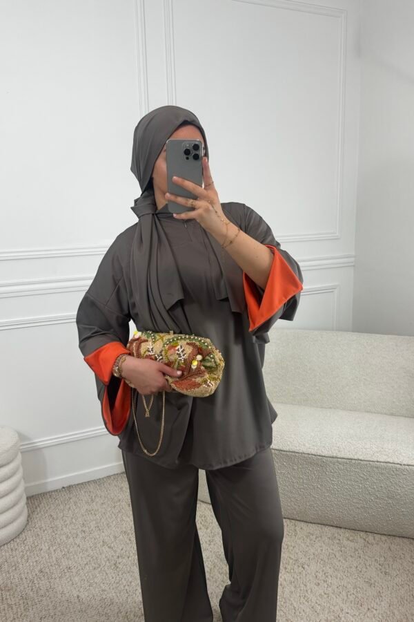 Burkini bicolore – taupe et orange