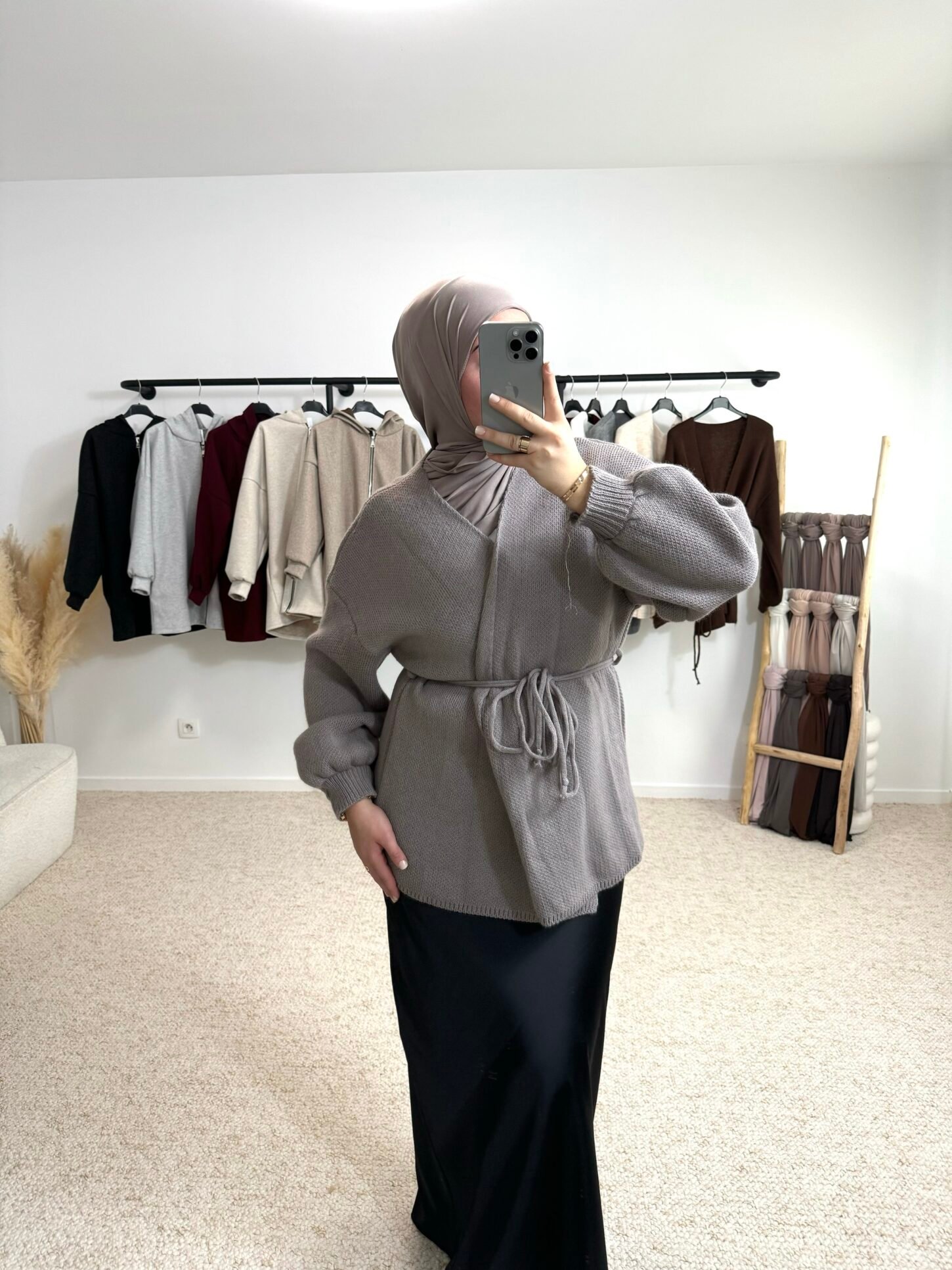 Gilet à nouer - taupe