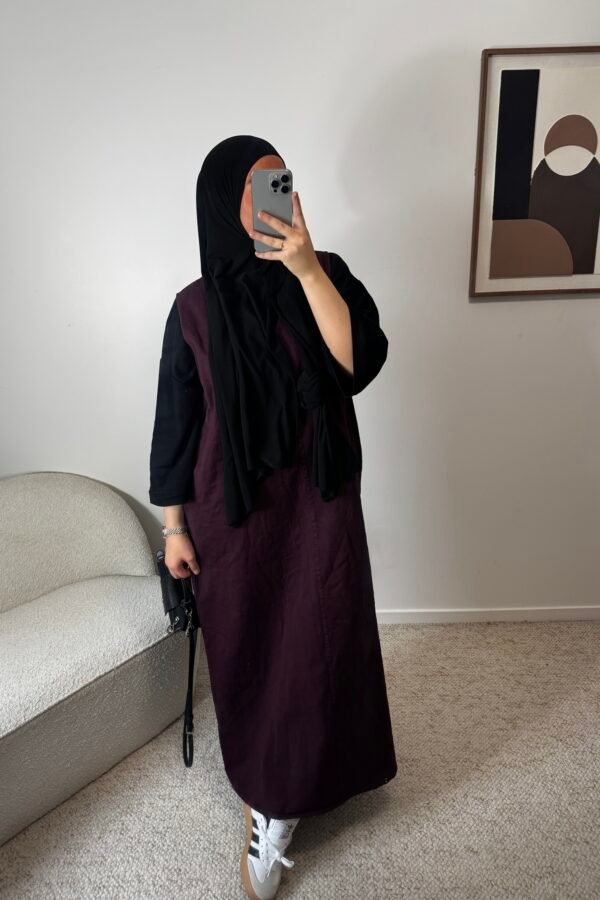 Robe jean sans manche – bordeau
