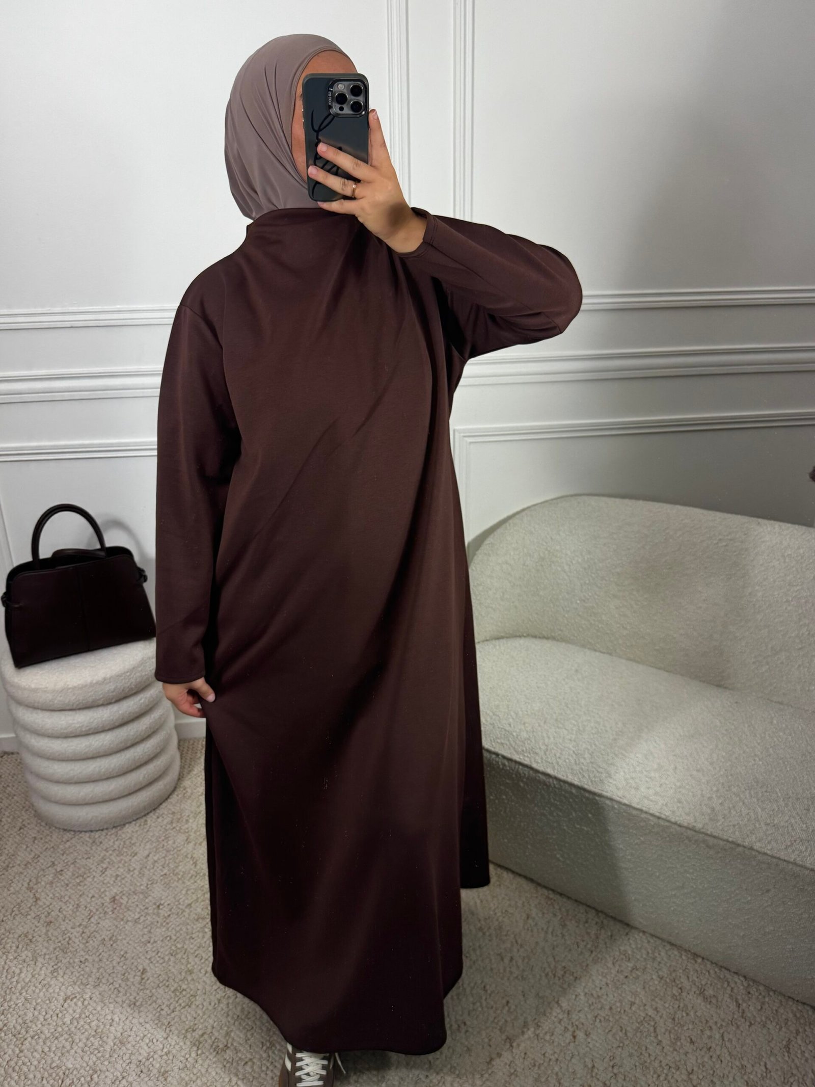 Abaya col montant - marron – Image 2