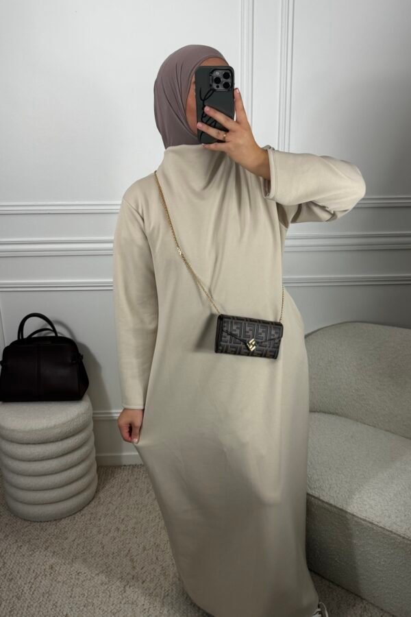 Abaya col montant – beige