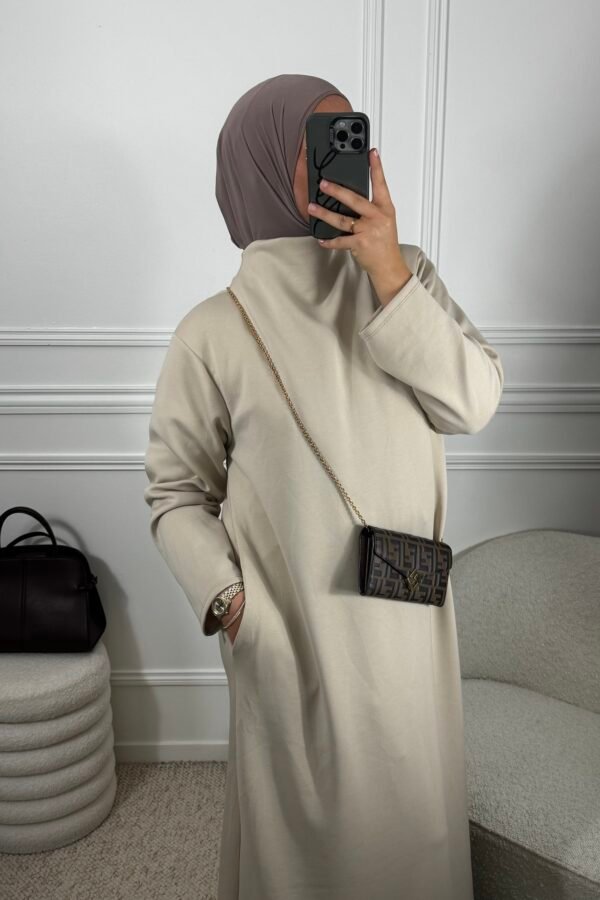 Abaya col montant – beige