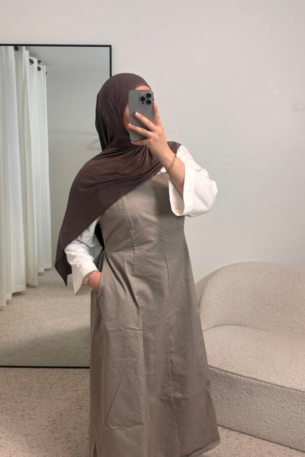 Robe jean sans manche – taupe