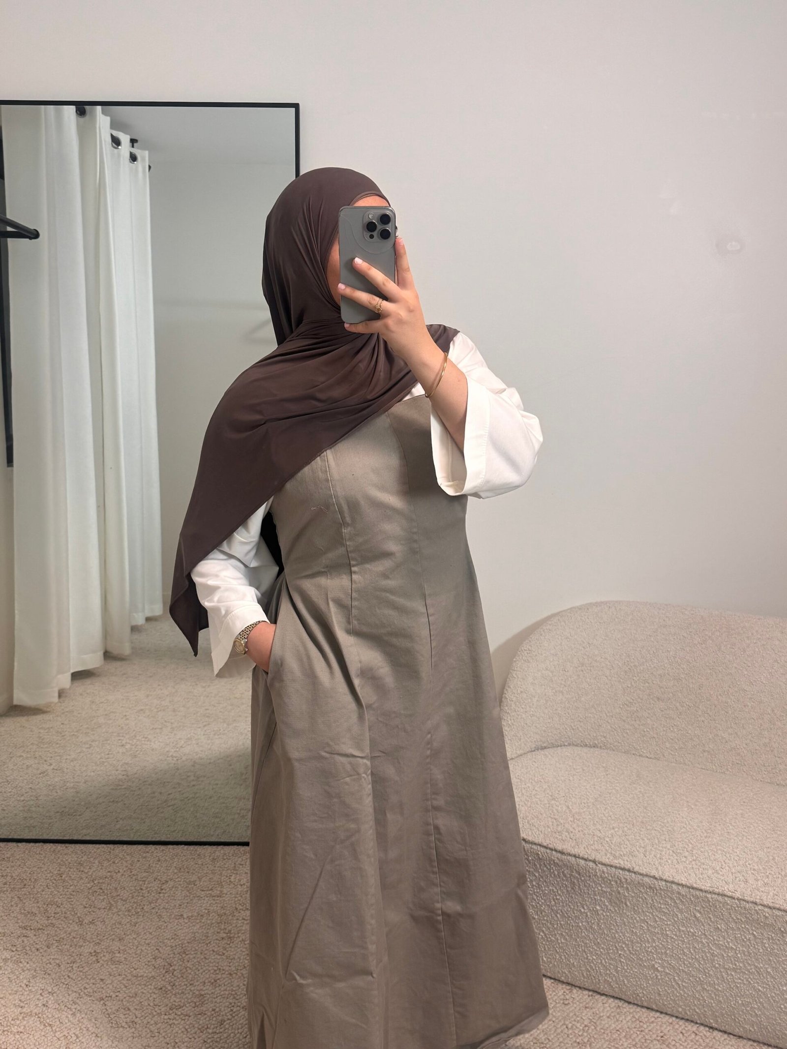 Robe jean sans manche - taupe