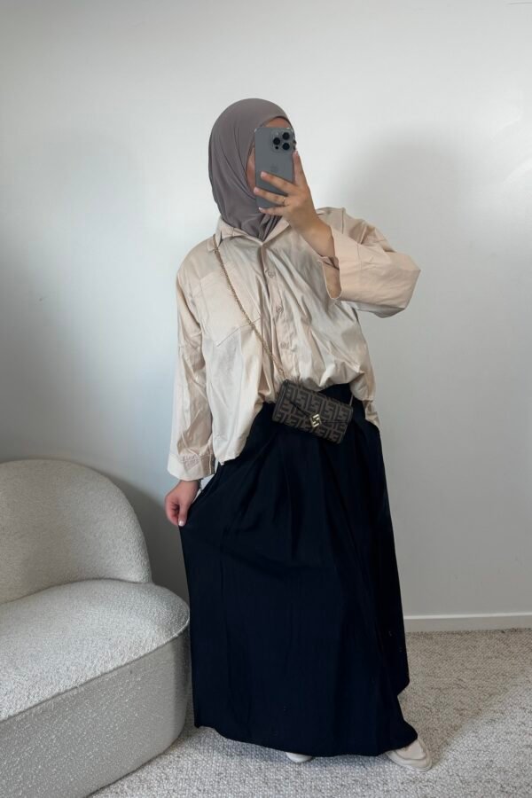 Jupe effet lin fluide – noir