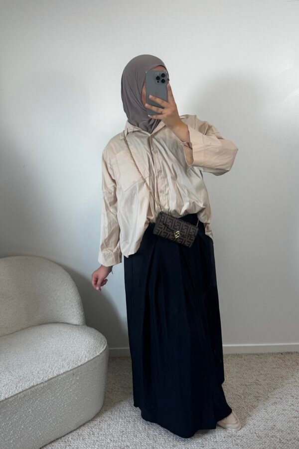 Jupe effet lin fluide – noir