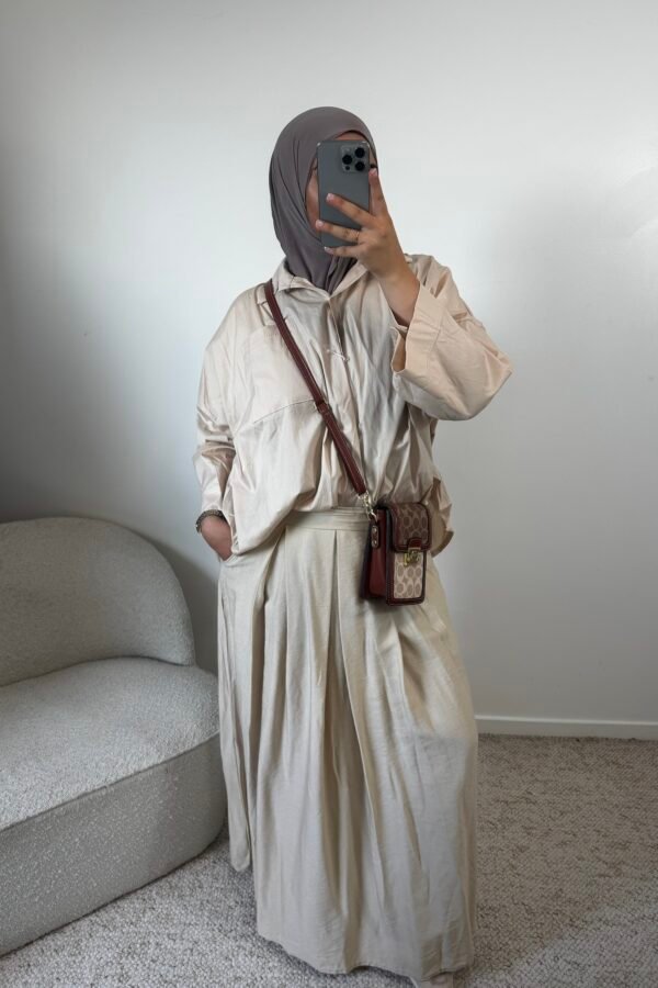 Jupe effet lin fluide – beige