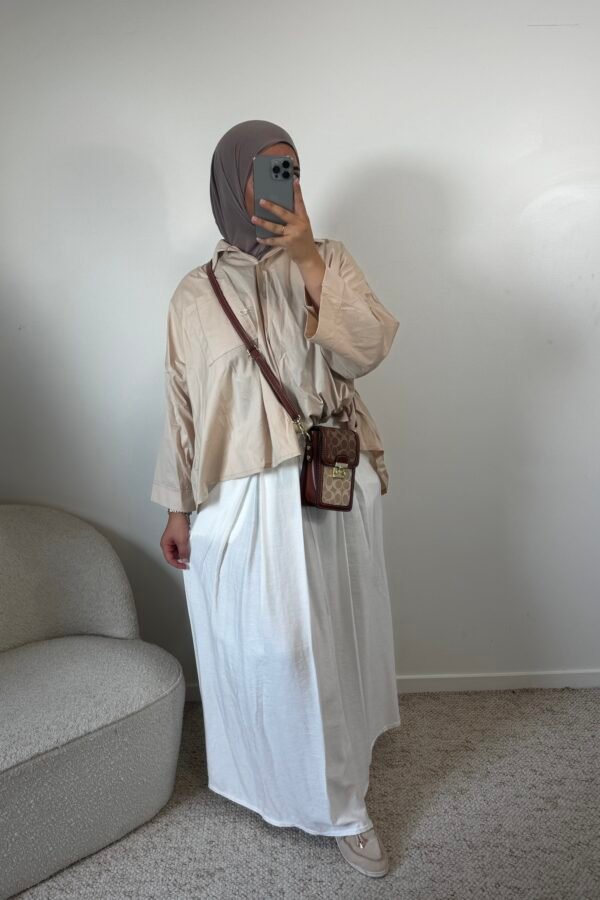 Jupe effet lin fluide – blanche