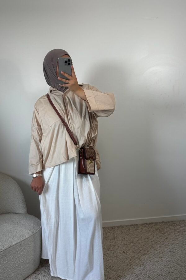 Jupe effet lin fluide – blanche