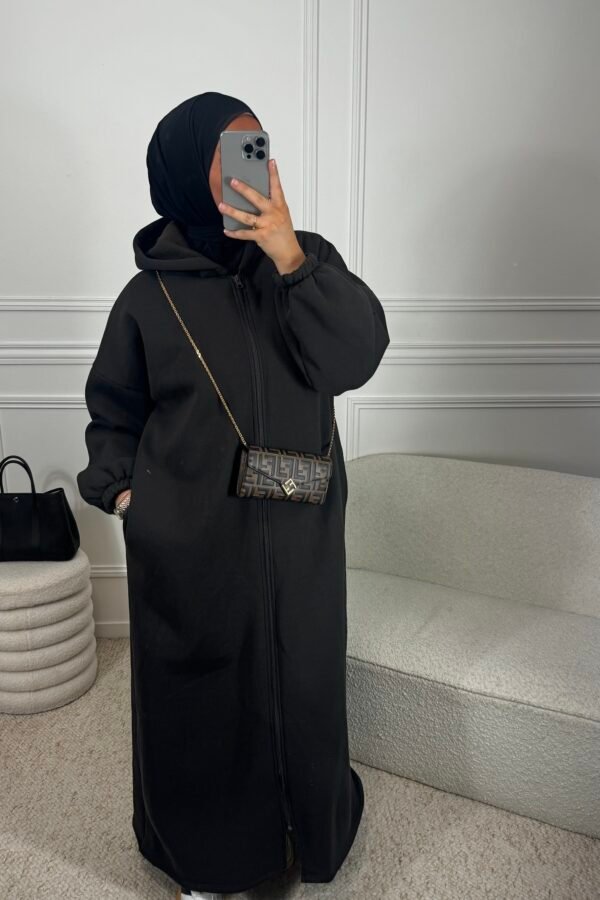 Abaya à zip – noir