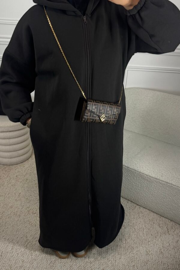 Abaya à zip – noir