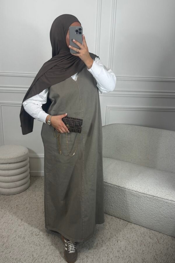 Robe jean sans manche – taupe