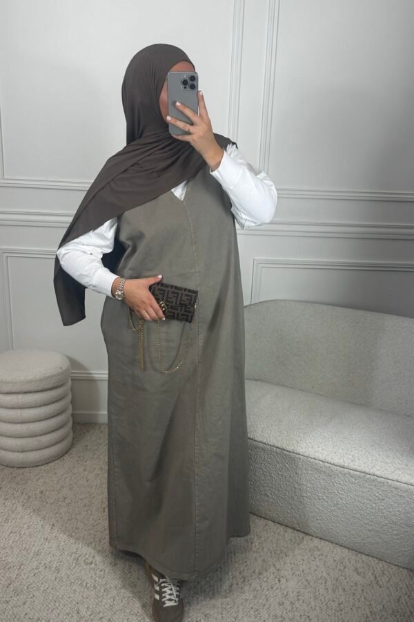 Robe jean sans manche – taupe