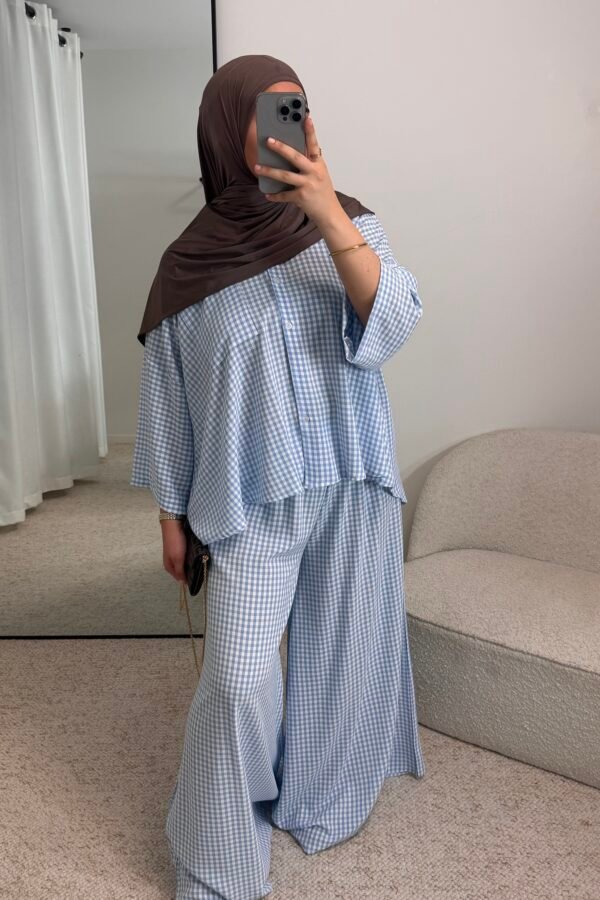 Ensemble à carreaux – bleu