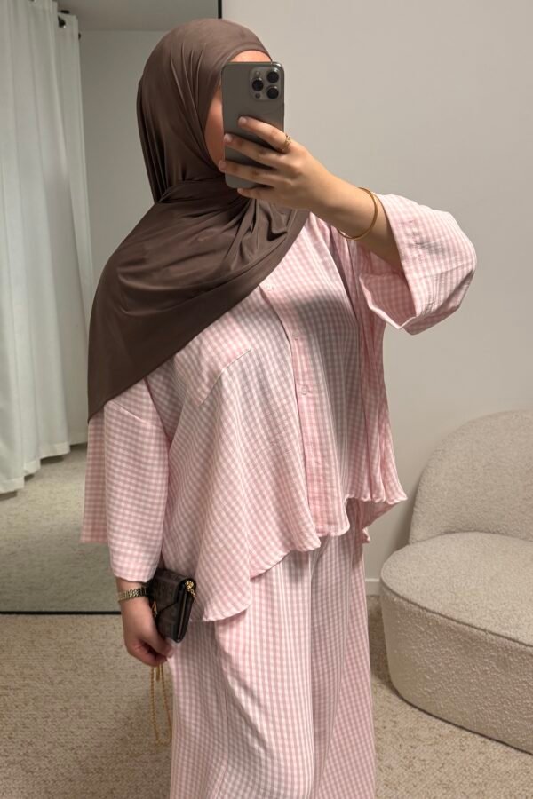 Ensemble à carreaux – rose