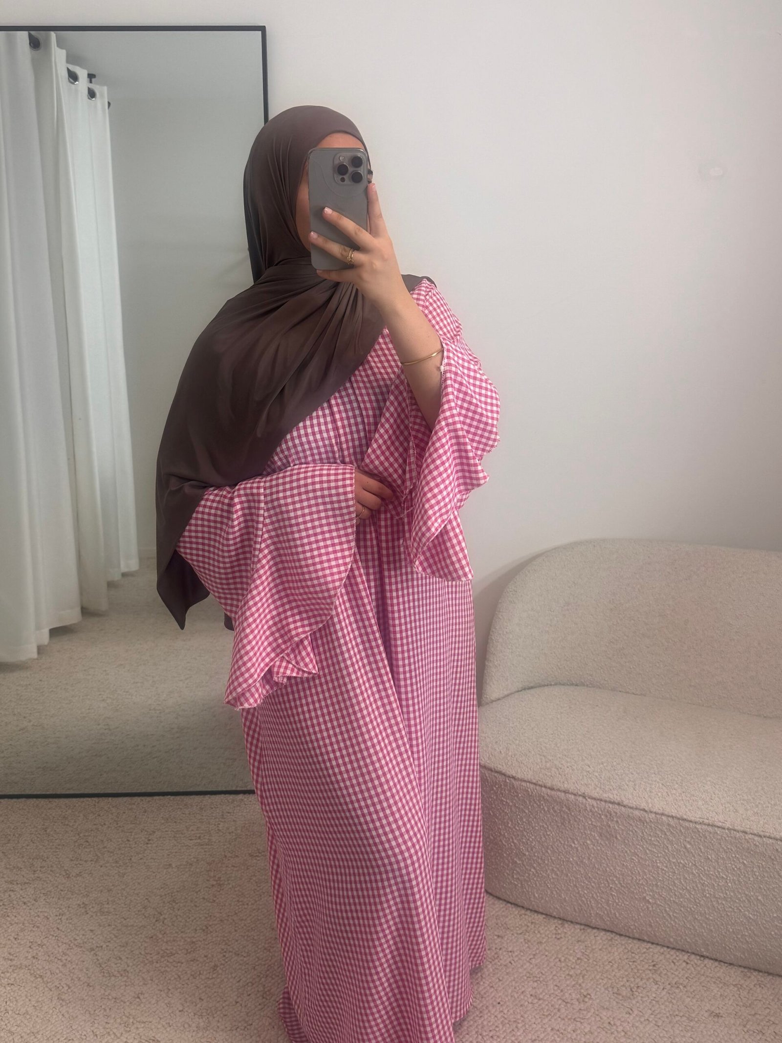 Abaya carreaux - rose bonbon – Image 2