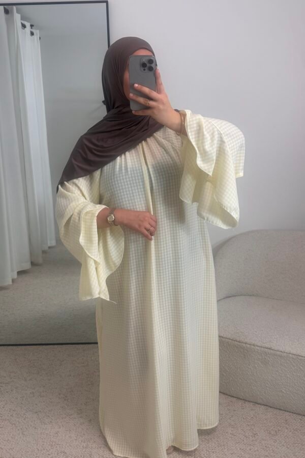 Abaya carreaux – jaune