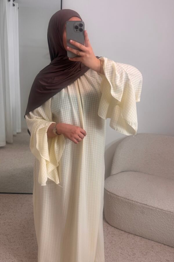 Abaya carreaux – jaune