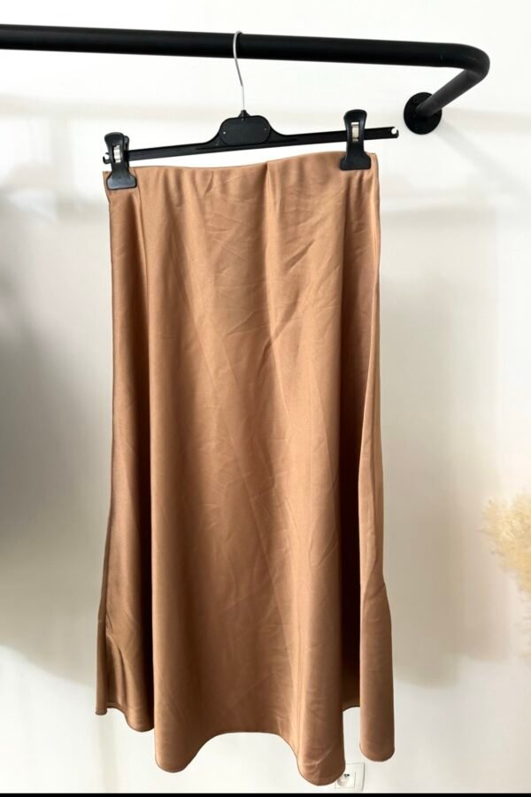 Jupe satinée (petite taille) – camel