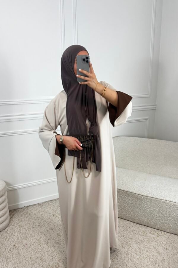 Abaya souha – beige et marron
