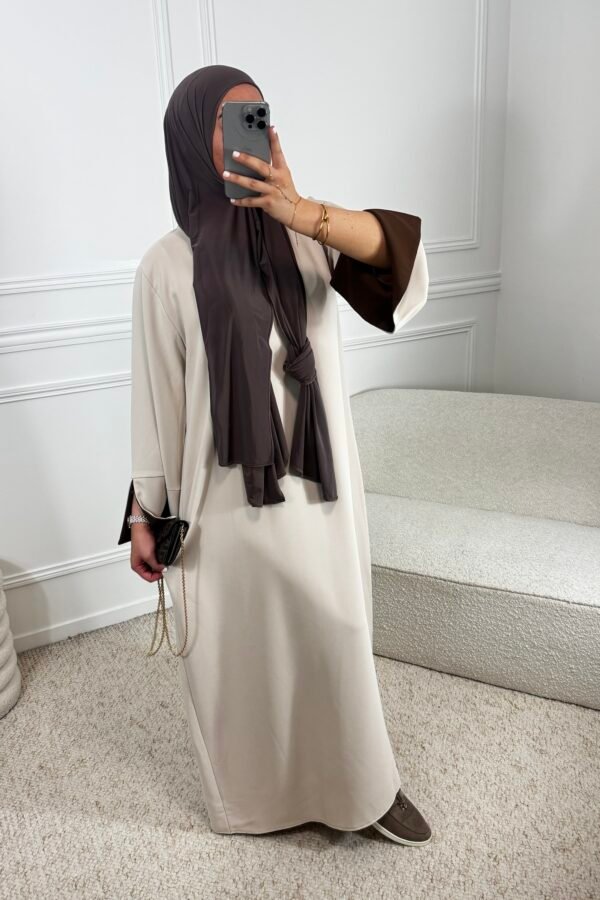 Abaya souha – beige et marron